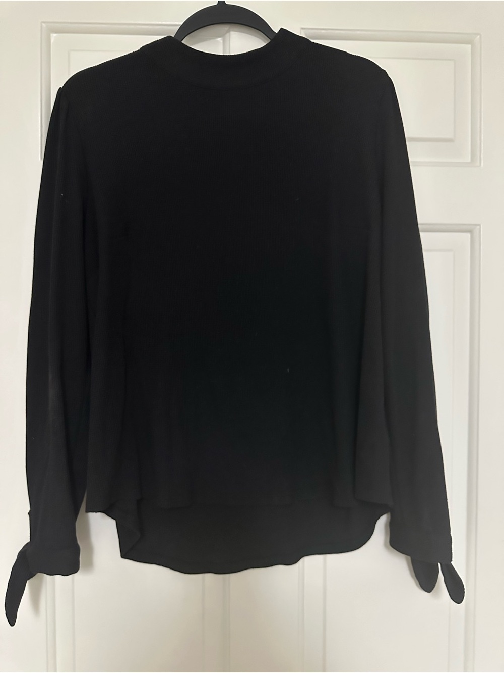Michael Kors Classic Black Long Sleeve Top with Tie Cuffs
